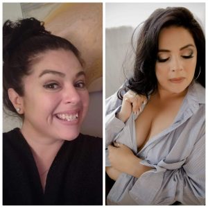 Latina woman with long hair's before and after