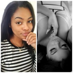 African American woman with long hair, before and after